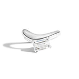 Cloud Offset Emerald Ring by Shahla Karimi on white background