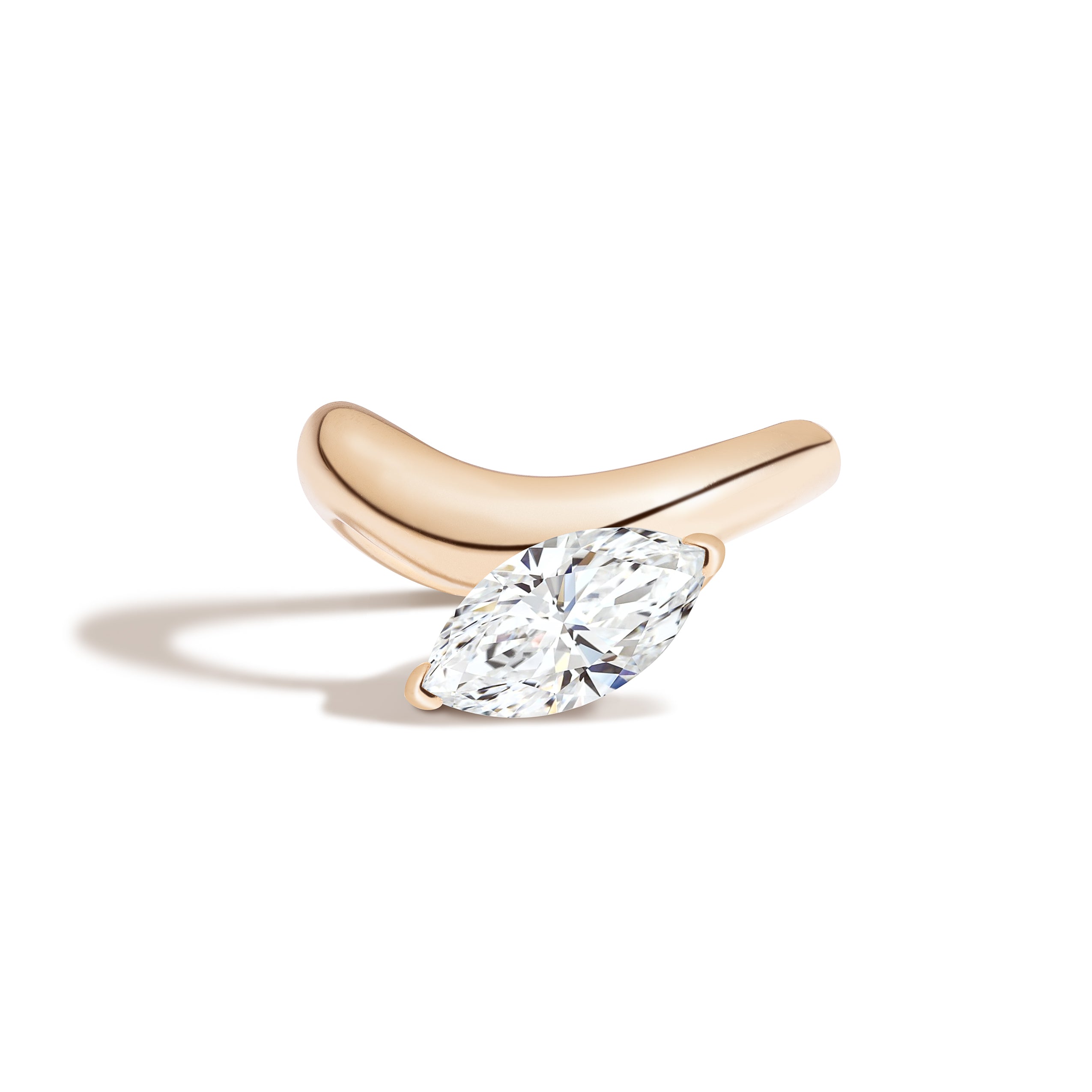 Shahla Karimi Cloud Offset Marquise Ring 14K Yellow Gold
