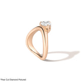 cloud offset pear ring rose gold side profile on white background