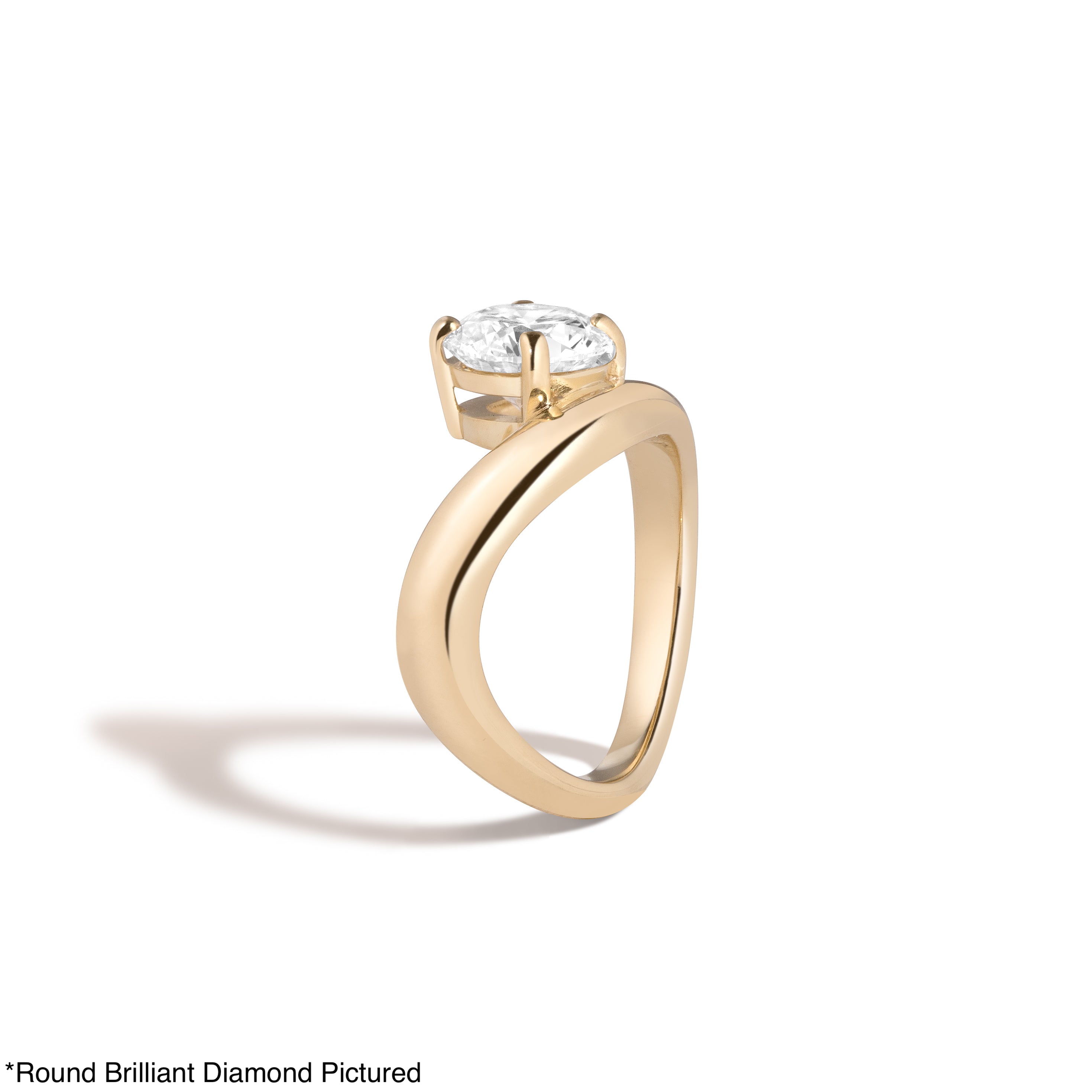 cloud round ring in 14k yellow gold side profile on white background