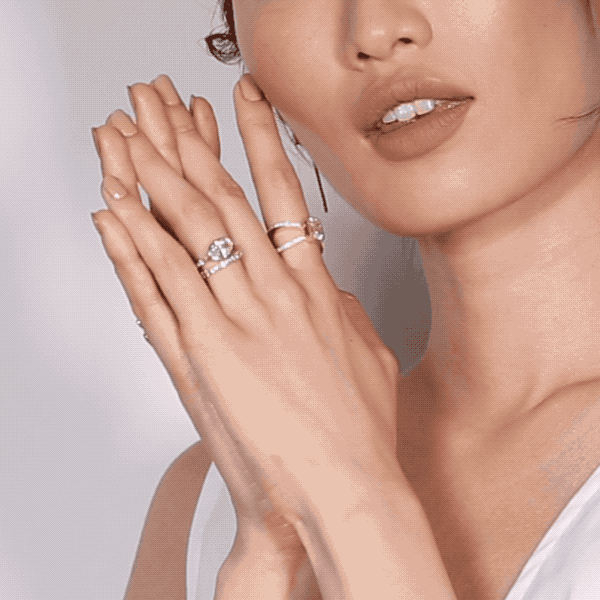 Shahla Karimi Jewelry Diamond Foundry Deco Emerald X Ring 14/18K Yellow Gold on Model GIF