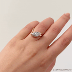 Zaha Curve Ring With Marquise by Shahla Karimi on hand on white background