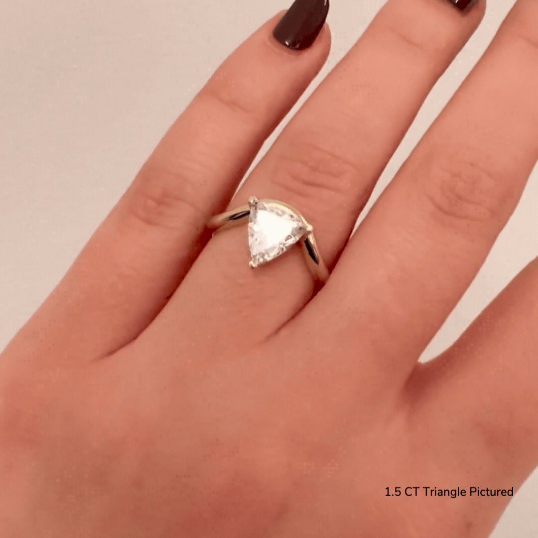 Triangle Eye Ring by Shahla Karimi on hand on white background