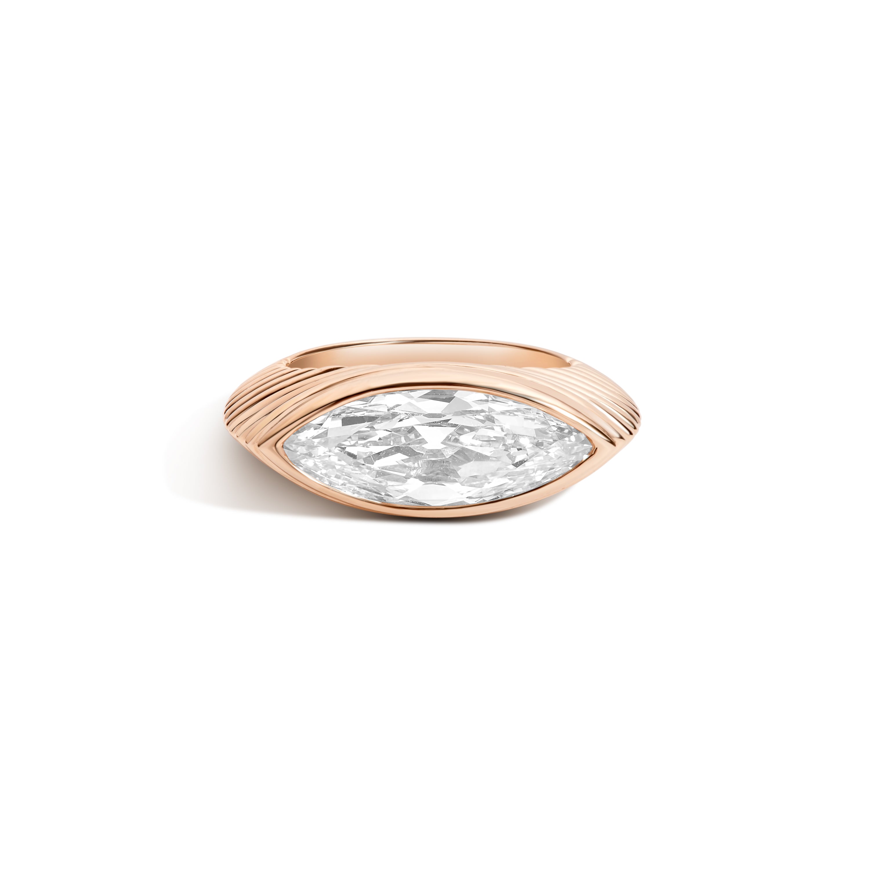 Shahla Karimi East-West Step Antique Cut Marquise Step Ring 14K Rose Gold
