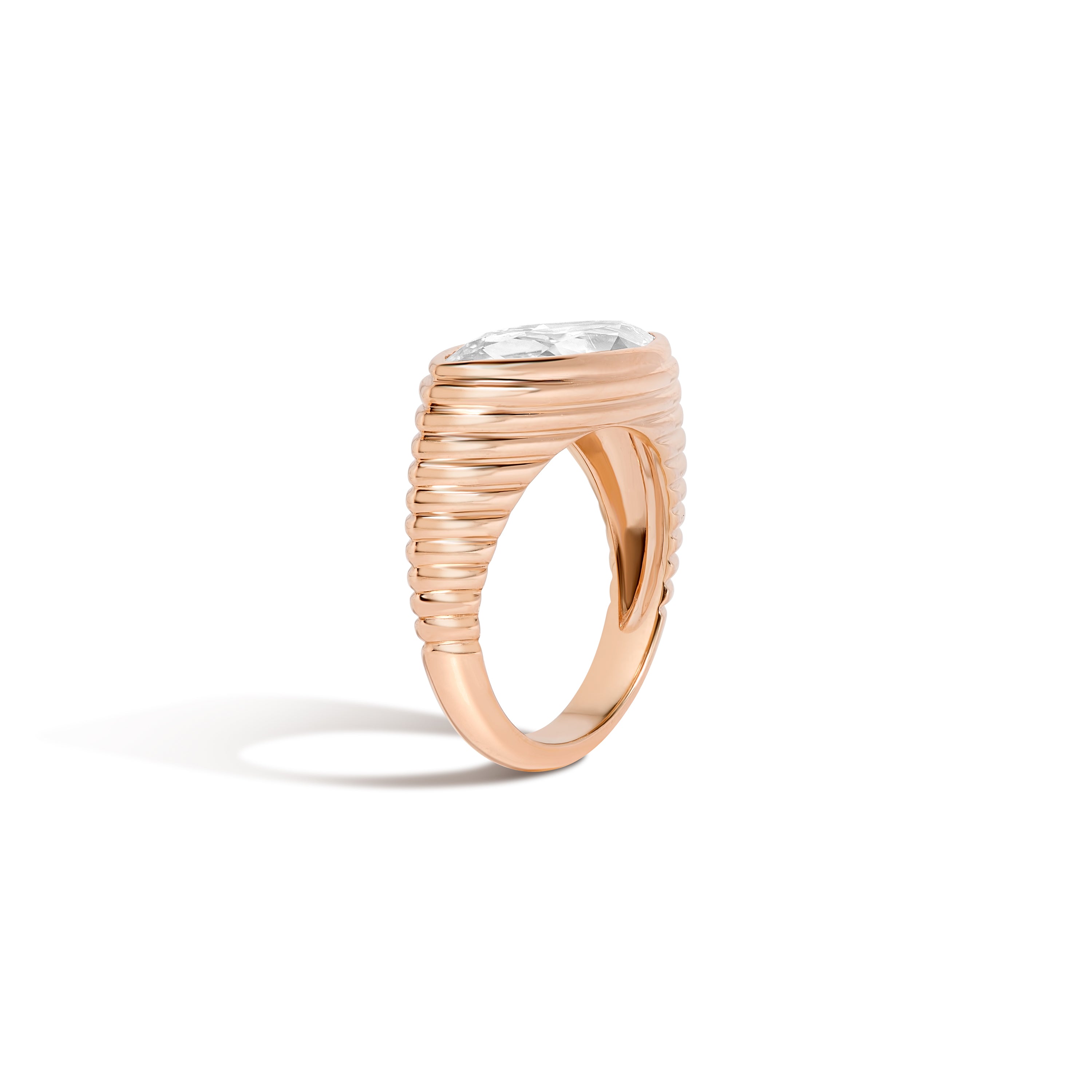 Shahla Karimi East-West Step Antique Cut Marquise Step Ring 14K Rose Gold