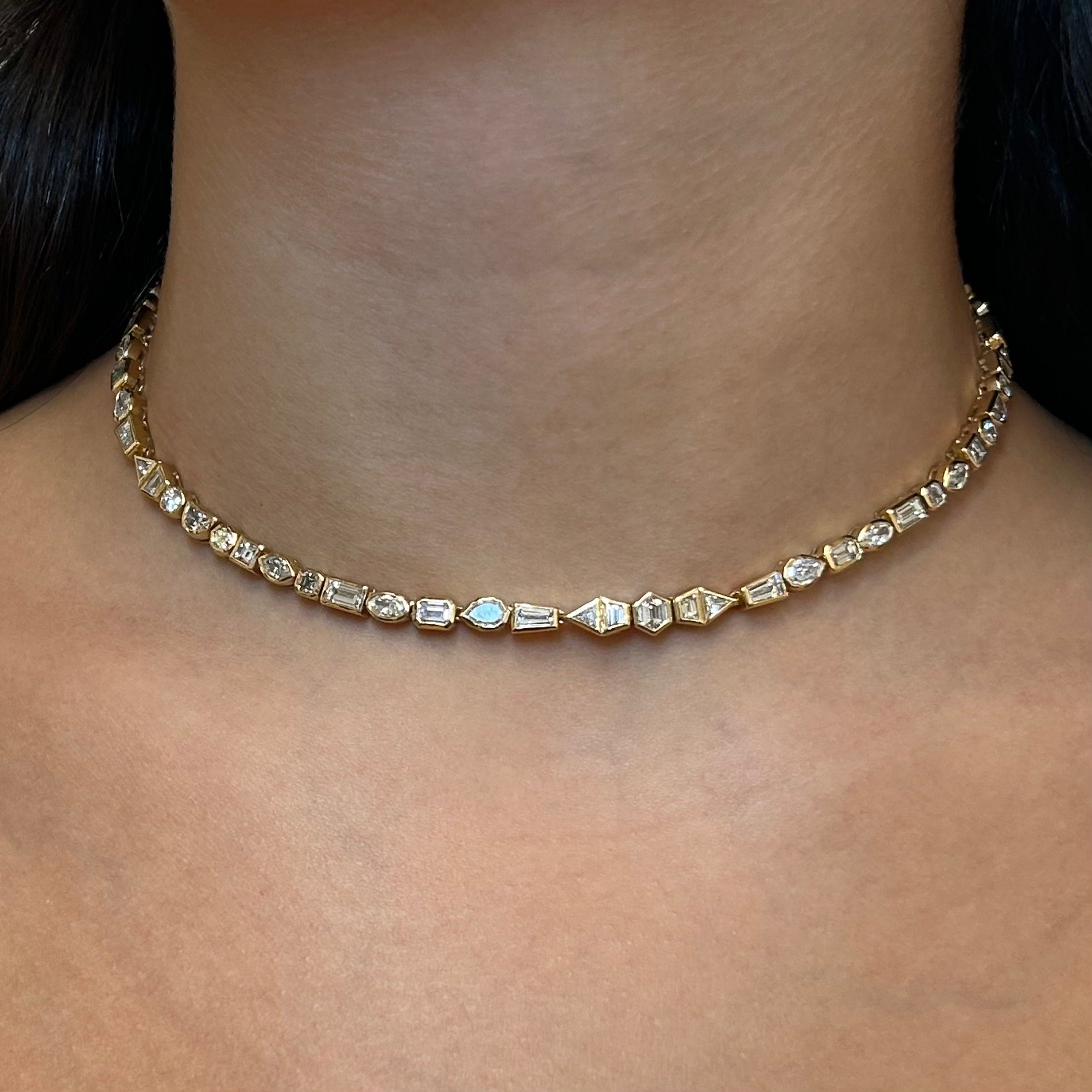 Shahla Karimi Jewelry Azadi Tennis Necklace 14K Yellow Gold