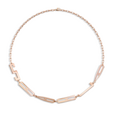 Rose gold necklace on a white background