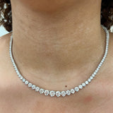 18 Carat Graduated Tennis Necklace by Shahla Karimi on model on light background