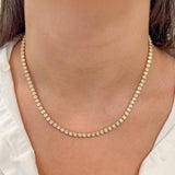 5 Carat Bezel-Set Tennis Necklace by Shahla Karimi on model neck