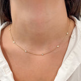 Channel-Set Diamond Scatter Necklace by Shahla Karimi on model neck