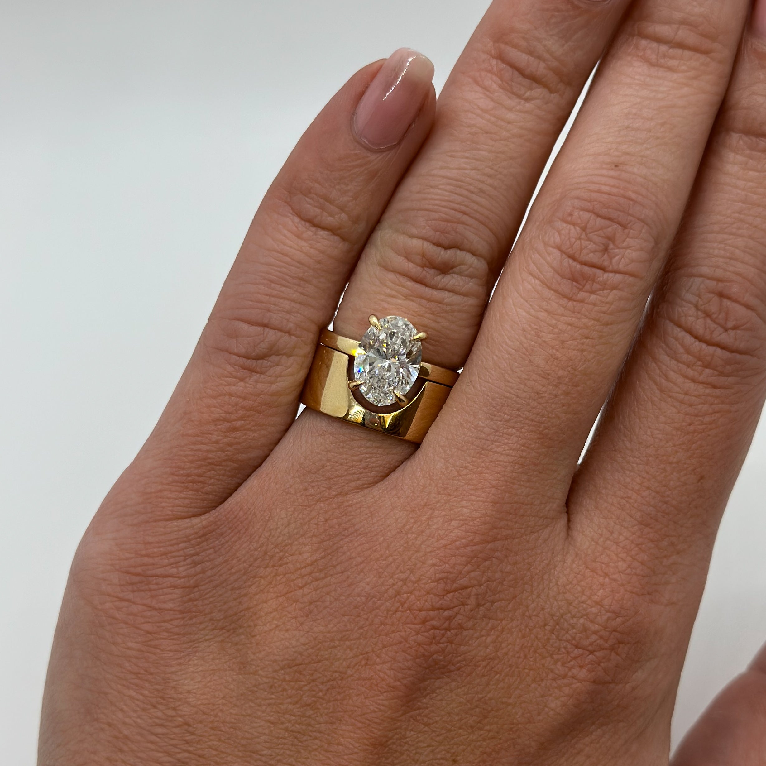 IN STOCK Mid-Century Kahn Oval Ring with Cigar Band - High Polish - Size 6 (3CT)