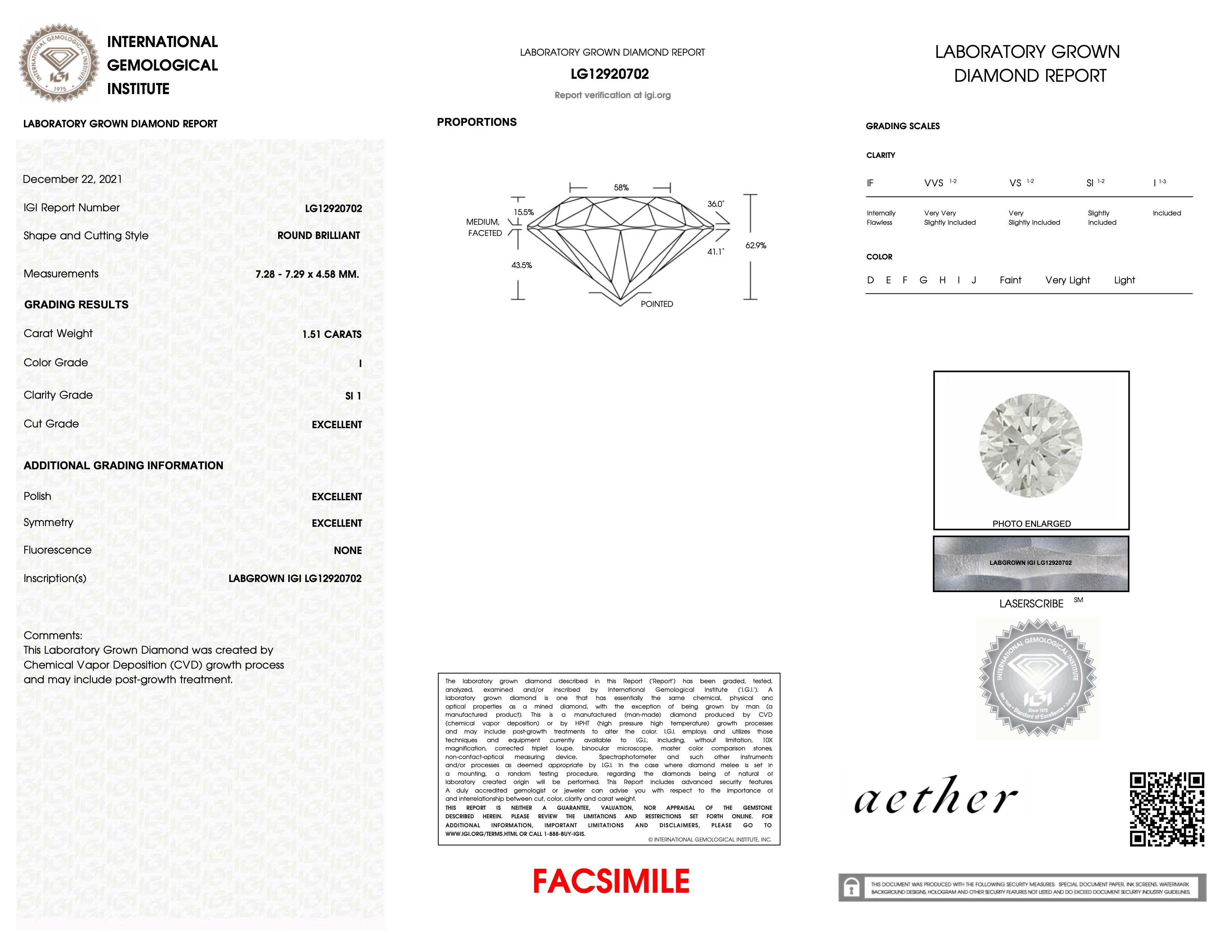 Diamond certification with IGI logo on white background