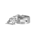 Shahla Karimi Jewelry Mid-Century Kahn Emerald Ring w/Cigar Band 14K White Gold or Platinum