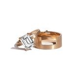 Shahla Karimi Jewelry Mid-Century Kahn Emerald Ring w/Cigar Band 14/18K Yellow Gold