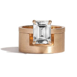 Shahla Karimi Jewelry Mid-Century Kahn Emerald Ring w/Cigar Band 14/18K Yellow Gold