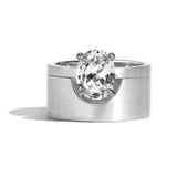 Shahla Karimi Jewelry Mid-Century Kahn Oval Ring W/Cigar Band 14K White Gold or Platinum