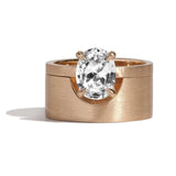 Shahla Karimi Jewelry Mid-Century Kahn Oval Ring W/Cigar Band 14/18K Yellow Gold