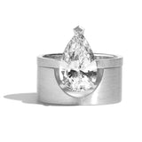Shahla Karimi Jewelry Mid-Century Kahn Pear Ring W/Cigar Band 14K White Gold or Platinum