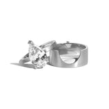 Shahla Karimi Jewelry Mid-Century Kahn Pear Ring W/Cigar Band 14K White Gold or Platinum