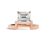 Shahla Karimi Jewelry Mid-Century Wright Emerald Notch Ring 14K Rose Gold