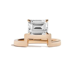 Shahla Karimi Jewelry Mid-Century Wright Emerald Notch Ring 14K Yellow Gold