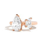 Shahla Karimi Pear + Half-Moon Gap Ring 14K Rose Gold