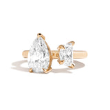 Shahla Karimi Pear + Half-Moon Gap Ring 14K Yellow Gold