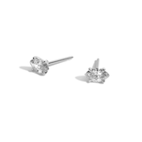 Marquise diamond studs in white gold on white background