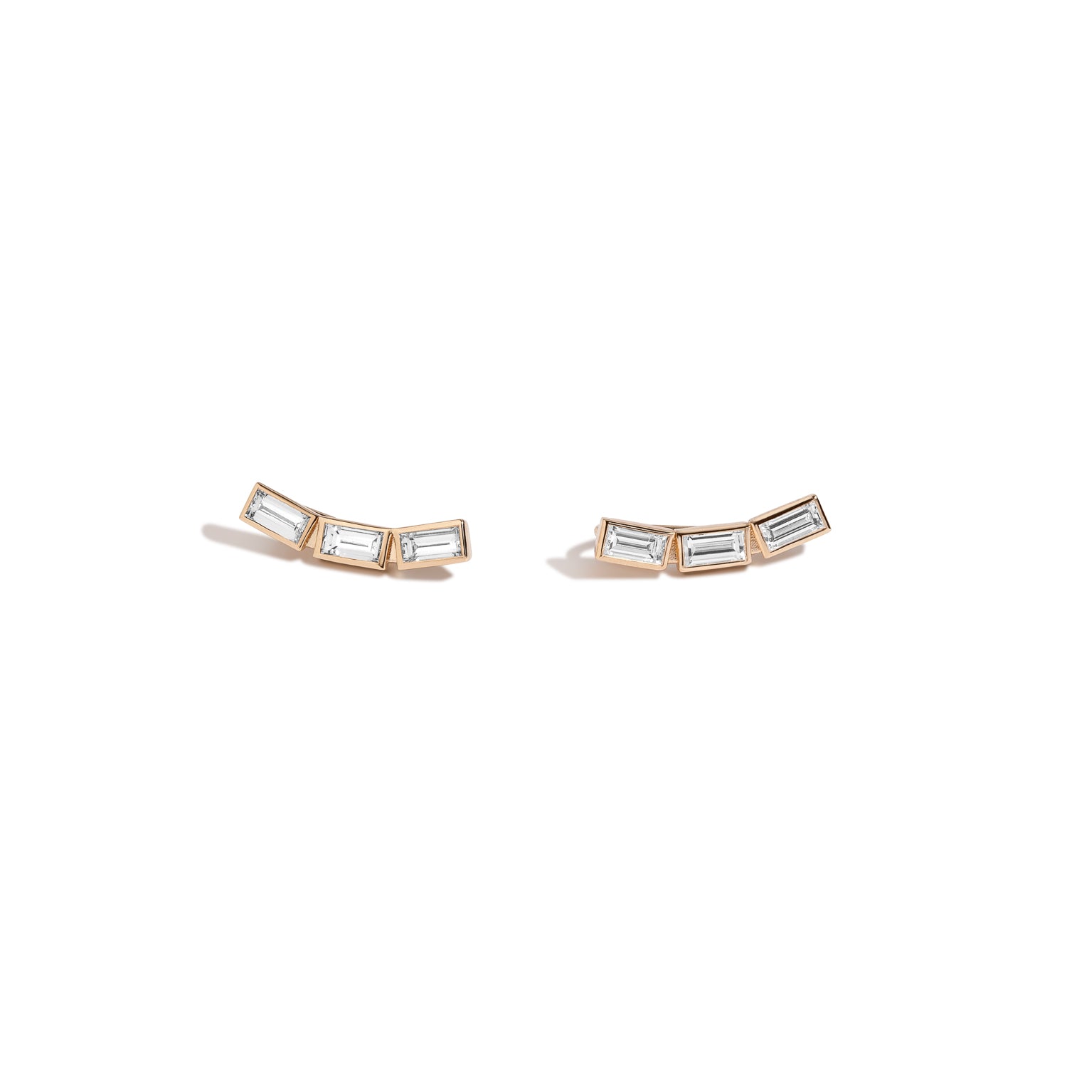 Shahla Karimi Mid-Century Mies Diamond Crawlers 14K Yellow Gold 