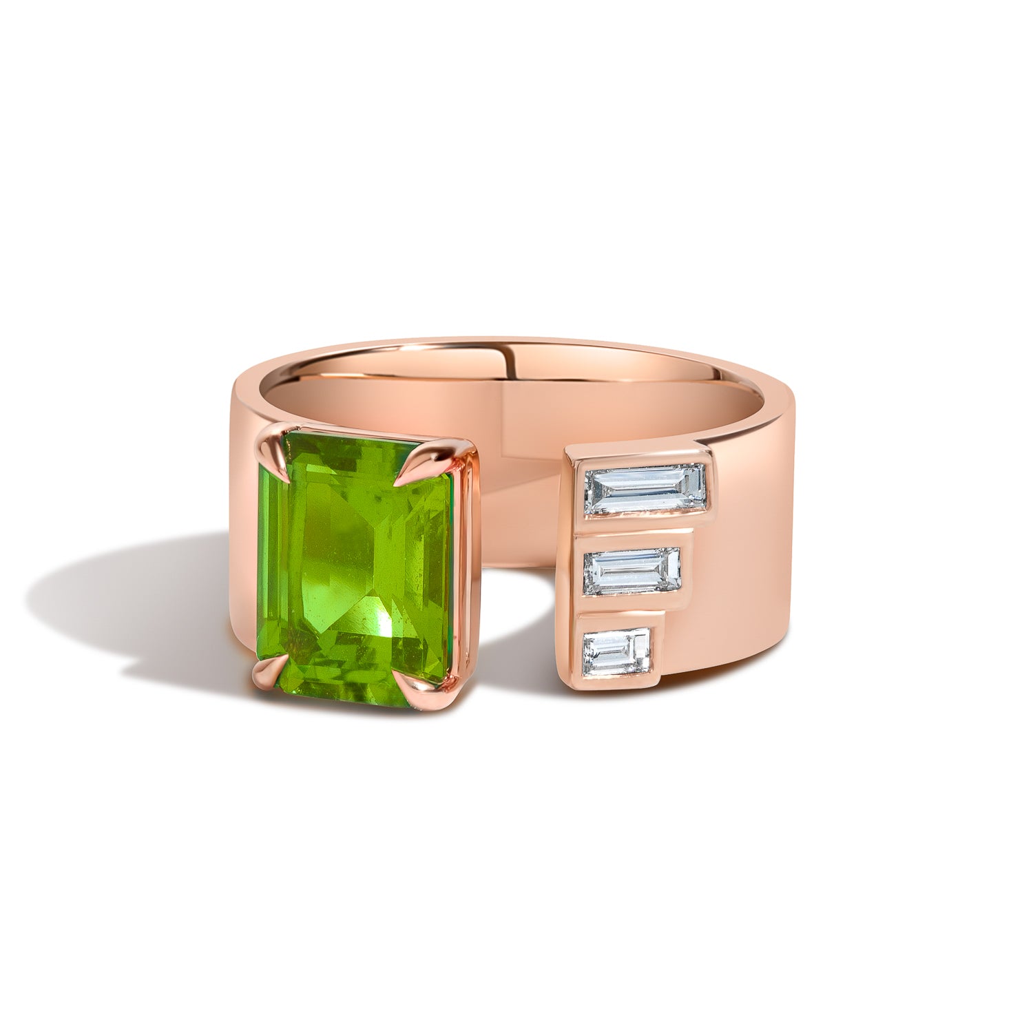 Peridot Gap Band With Baguettes