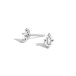 Shahla Karimi pair of emerald-cut diamond stud earrings with a white gold modern claw setting