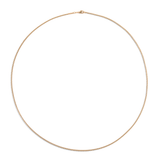 A rounded box chain necklace made of 14k gold on white background