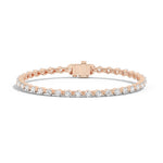 Shahla Karimi Invisible Set 3mm tennis bracelet in 14K rose gold with round-cut diamonds on white background