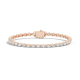 Shahla Karimi Invisible Set 3mm tennis bracelet in 14K rose gold with round-cut diamonds on white background