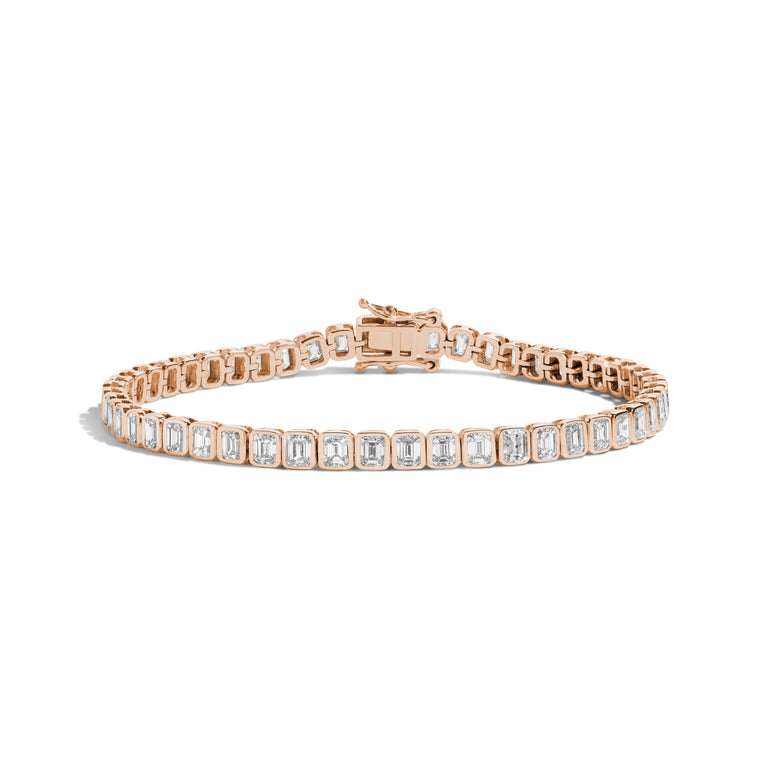 Shahla Karimi Jewelry Bezel-Set Emerald Tennis Bracelet 14K Rose Gold