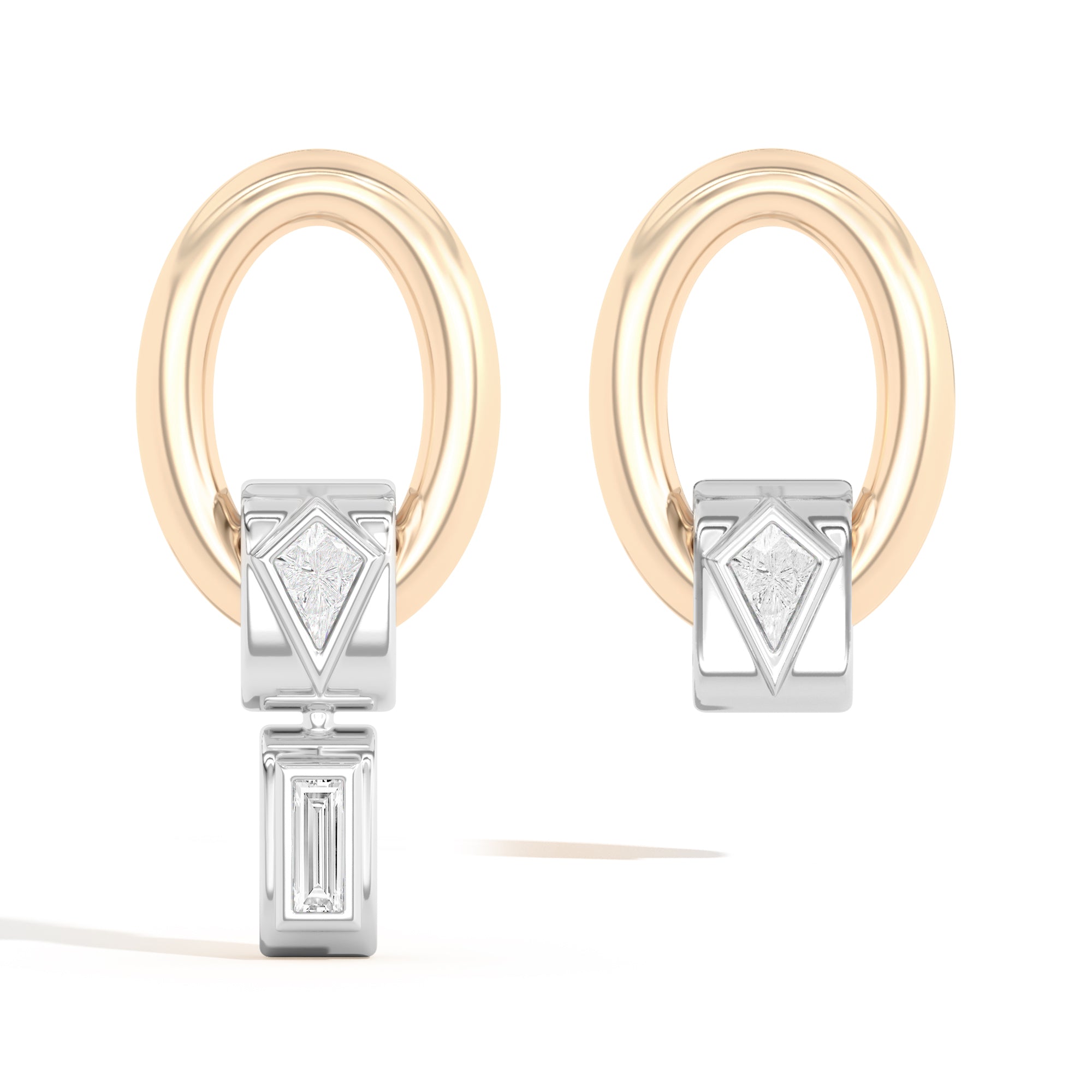 Shahla Karimi Jewelry Azadi Asymmetrical Oval Hoop Studs With Wraps 14K Yellow Gold Platinum