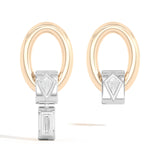 Shahla Karimi Jewelry Azadi Asymmetrical Oval Hoop Studs with Wraps 14K Yellow Gold with Platinum Wraps