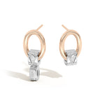 Shahla Karimi Jewelry Azadi Asymmetrical Oval Hoop Studs With Wraps 14K Yellow Gold Platinum