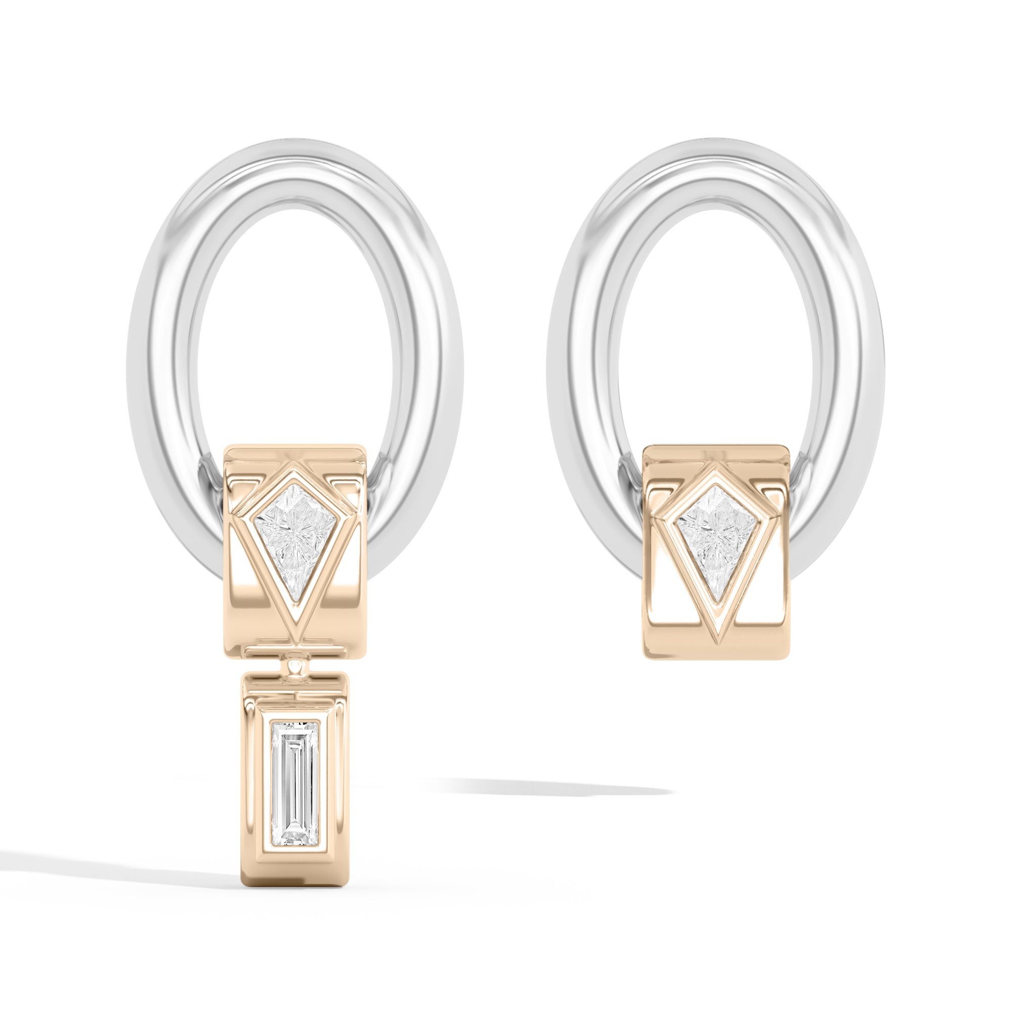 Shahla Karimi Jewelry Azadi Asymmetrical Oval Hoop Studs With Wraps Platinum 14K Yellow Gold