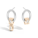 Shahla Karimi Jewelry Azadi Asymmetrical Oval Hoop Studs With Wraps Platinum 14K Yellow Gol