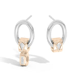 Shahla Karimi Jewelry Azadi Asymmetrical Oval Hoop Studs With Wraps Platinum 14K Yellow Gol