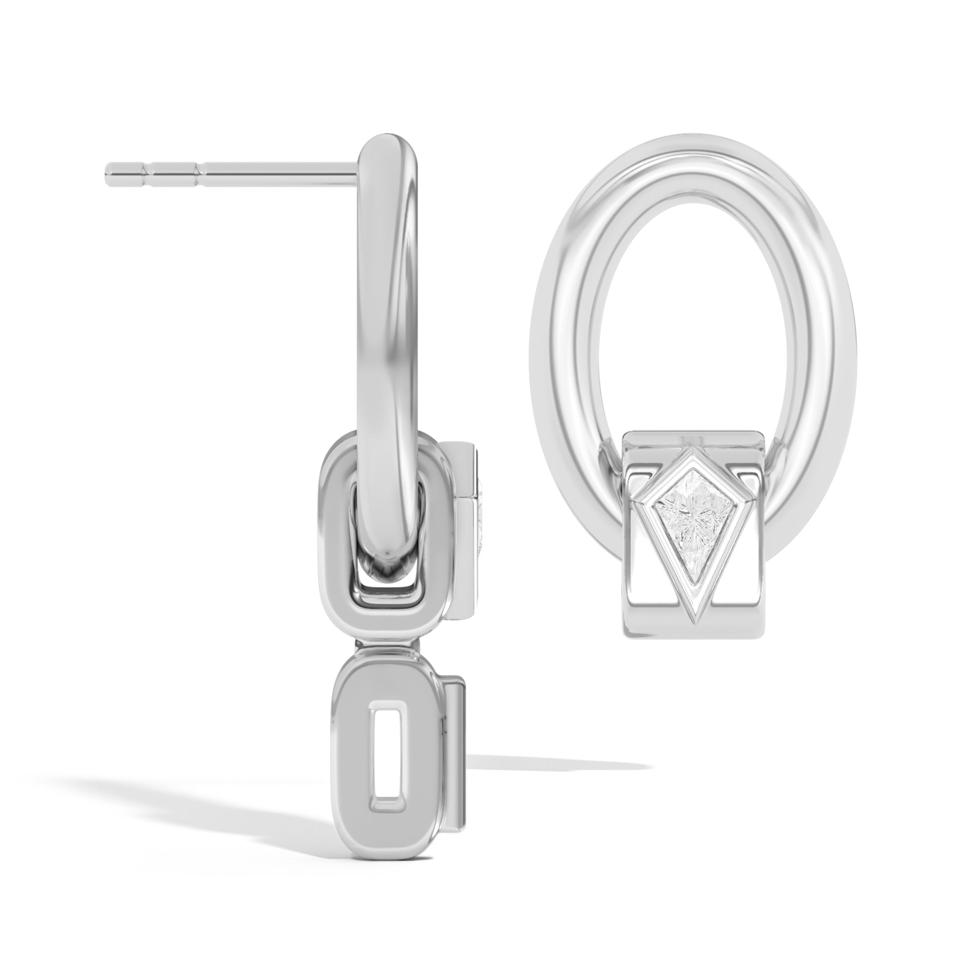 Shahla Karimi Jewelry Azadi Asymmetrical Oval Hoop Studs With Wraps Platinum Platinum