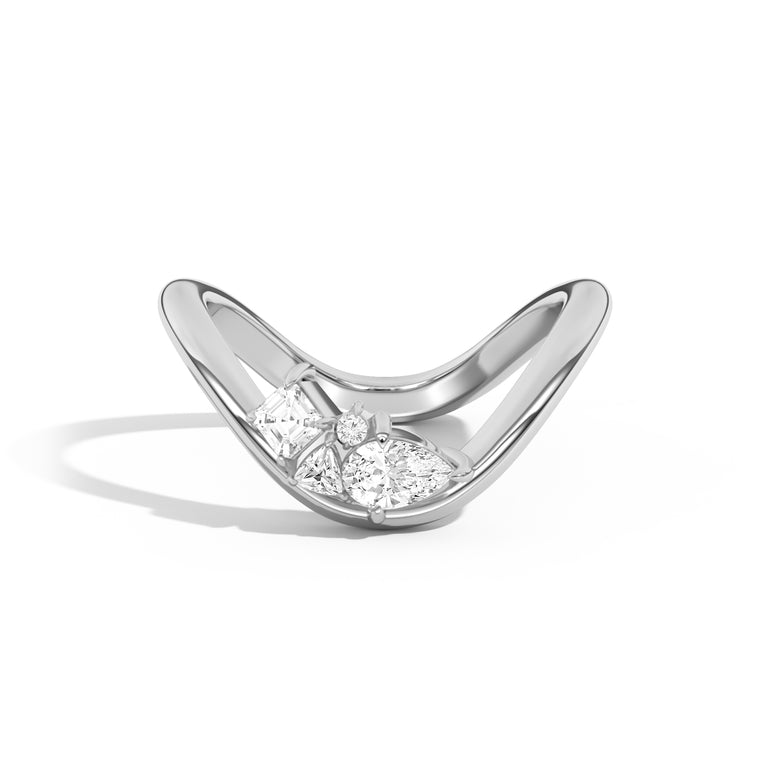 Shahla Karimi Jewelry Gaudí Mosaic Curve Ring 14K White Gold