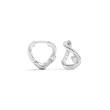 Pair of silver earrings with small diamonds on a white background