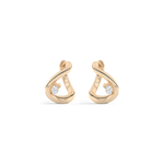 Gold earrings with small diamonds on a white background