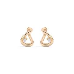 Gold earrings with small diamonds on a white background