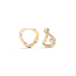 Pair of gold hoop earrings with small diamonds on a white background