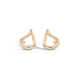 Gold earrings with small diamonds on a white background