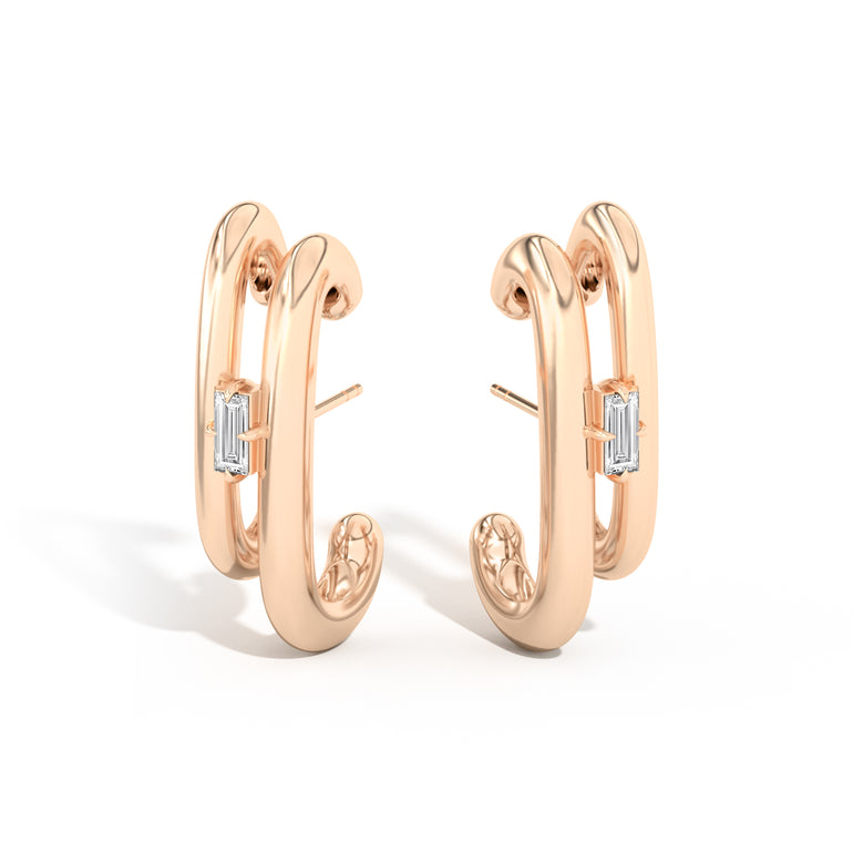 Shahla Karimi Jewelry Double Cloud Earrings with Baguettes 14K Yellow Gold