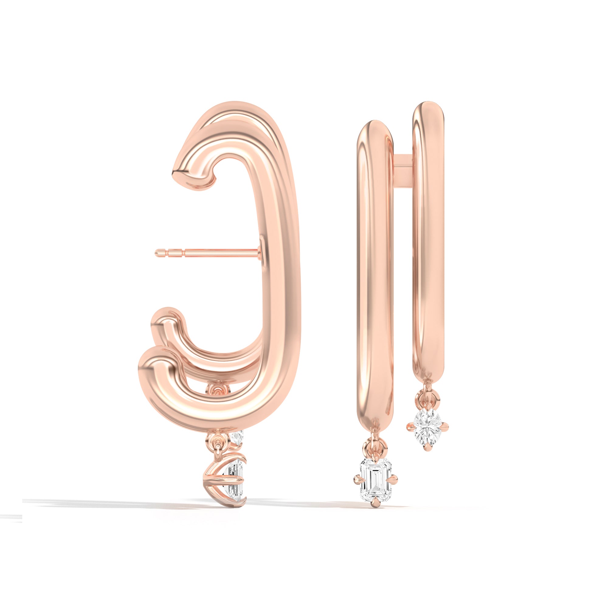 Shahla Karimi Jewelry Double Cloud Earrings with Dangles 14K Rose Gold